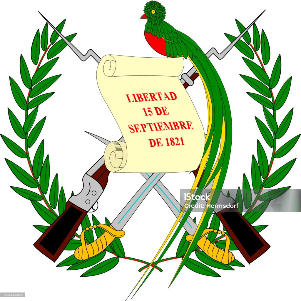 Coat of arms of Guatemala. National coat of arms of the Republic of Guatemala. 2015 stock illustration