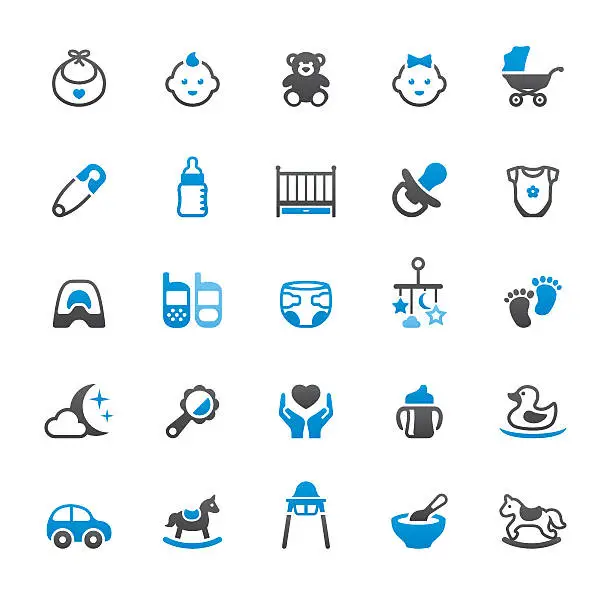Vector illustration of Newborn and Baby Goods related vector icons