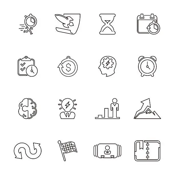 Vector illustration of Business productive & efficiency Icon Set | Line Series