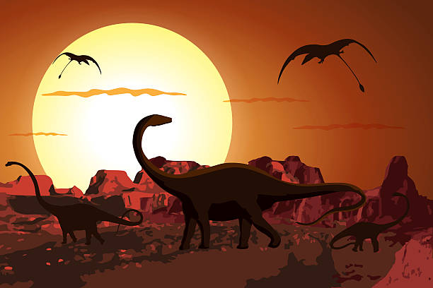 Dinosaurs in the Jurassic Period vector art illustration