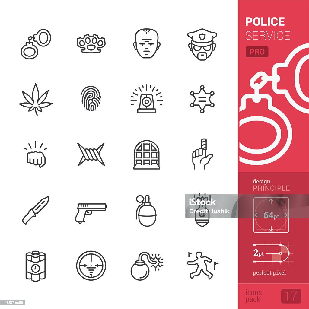 Police service related vector icons - PRO pack - 免版稅大麻 - 大麻草圖庫向量圖形