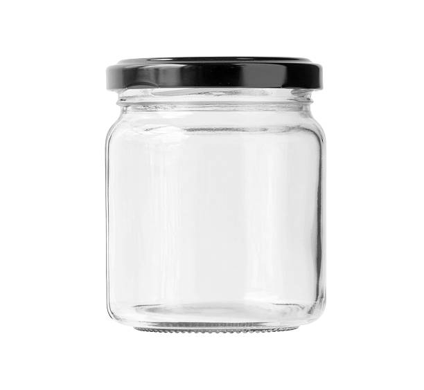 Round Shape Glass Canister isolated on white background stock photo