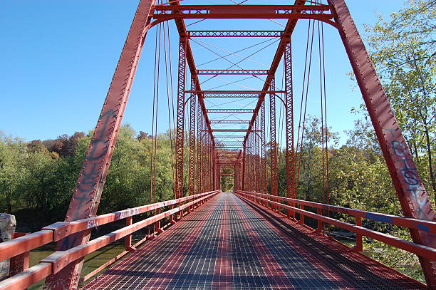 istock Red bridge in Indiana 485750760