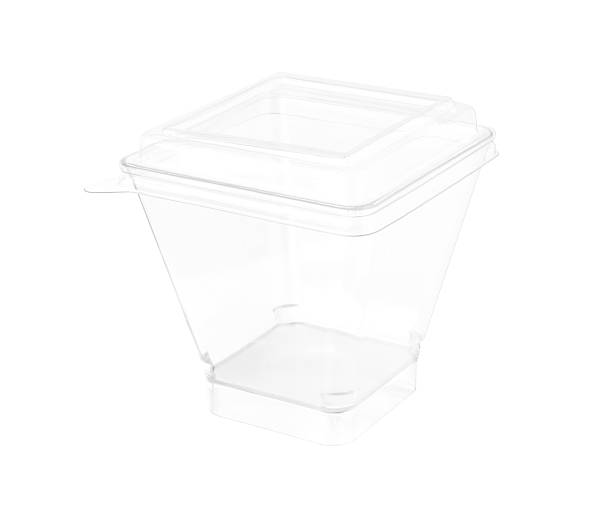 istock Transparent Plastic Cup PET cover isolated on white background 485751722