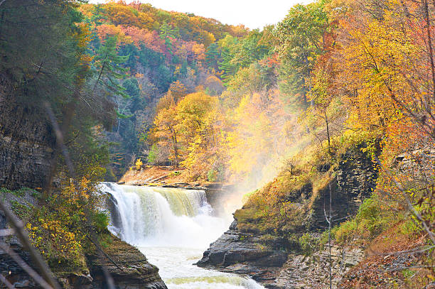 istock Autumn scene of waterfalls and gorge 485751902
