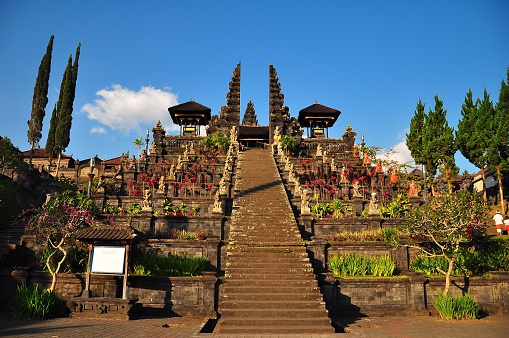 Pura Besakih is a temple complex located on the slope of Mount Agung at Bali,Indonesia. It is the most important and largest and holiest temple of Hindu religion in Bali.