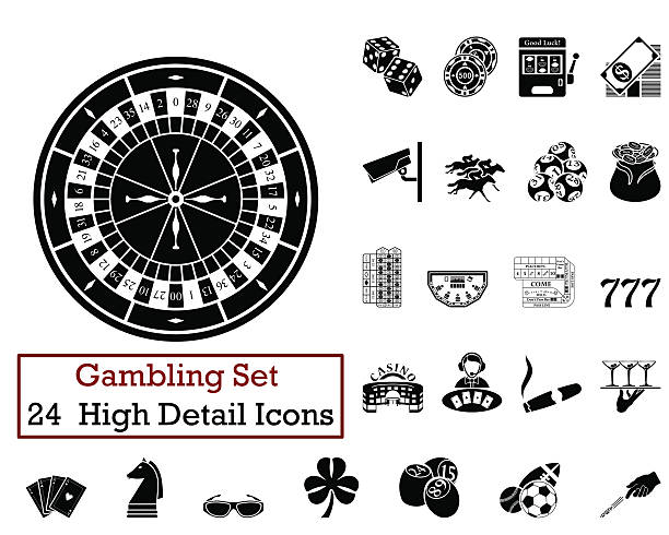 24 갬블링 아이콘 - roulette wheel 이미지 stock illustrations