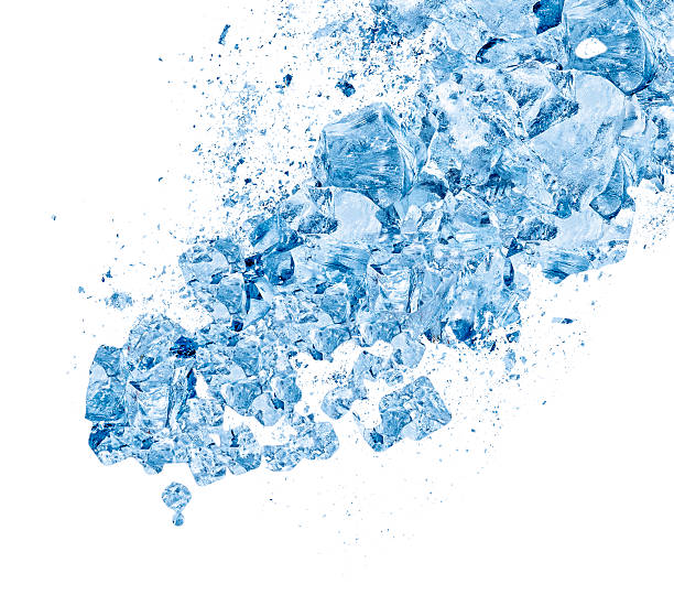 istock Avalanche, flood, shower of blue ice on white background 485756752