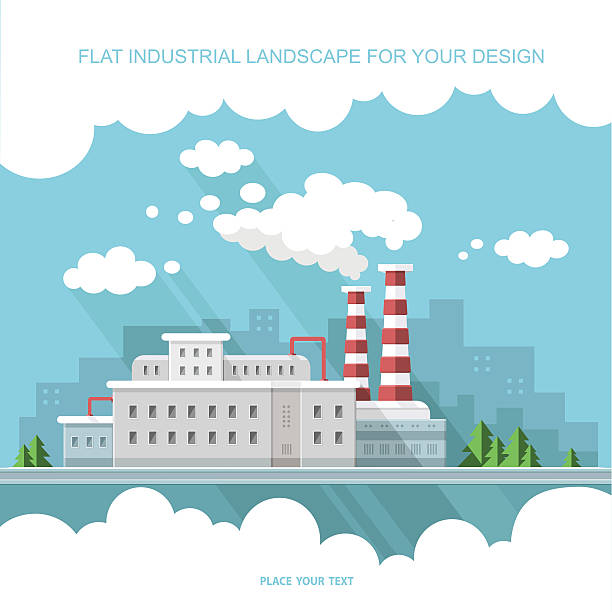 illustrations, cliparts, dessins animés et icônes de écologie concept-usine de l'industrie.   plat style illustration vectorielle. - environmental conservation built structure solar power station building exterior