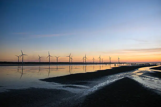 Beautiful sunset and the windmill