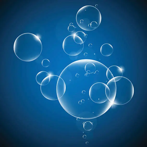 Vector illustration of Water bubbles on a Drak Blue background EPS10 illustration