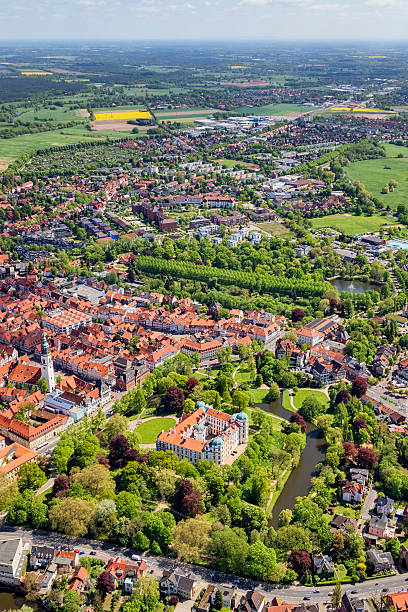 Aerial View of downtown Celle , Lower Saxony , Germany