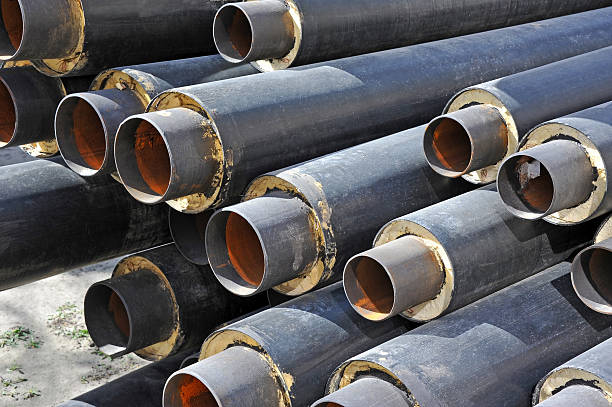 istock Steel pipe with heat insulation 485768756