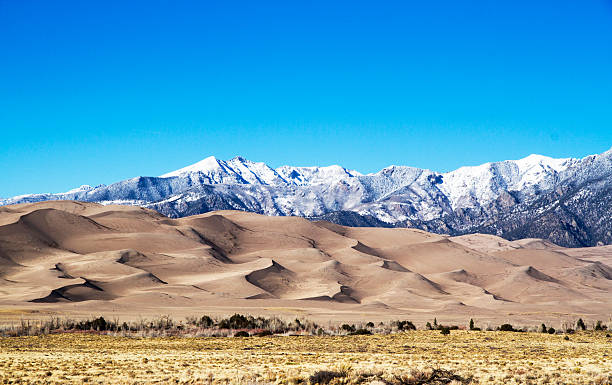istock Sand dunes and sno-capped mountains, Colorado, USA 485773078