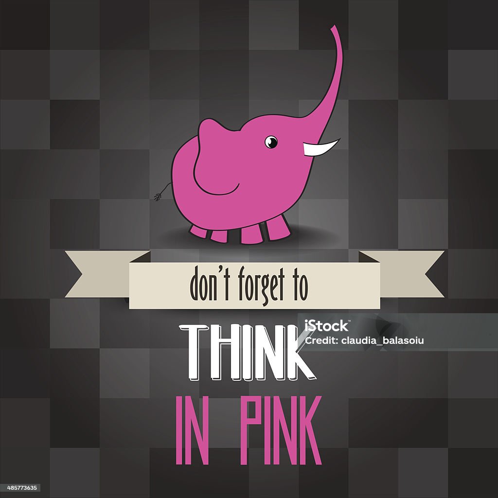 poster com pink elephant e mensagens - Royalty-free Animal arte vetorial