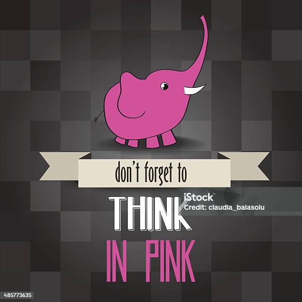 Poster Com Pink Elephant E Mensagens - Arte vetorial de stock e mais imagens de Animal - Animal, Atitude, Contemplação