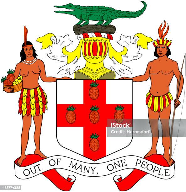 Coat Of Arms Of Jamaica Stock Illustration - Download Image Now - Jamaica, Coat Of Arms, 2015