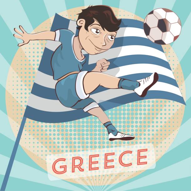 grecki player - greek culture greek flag greece little boys stock illustrations