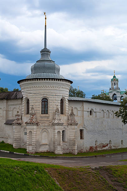 Southwestern (Epiphany) tower fence Holy Transfiguration Monastery in Yaroslavl stock photo