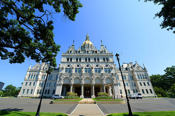 Connecticut State Capitol, Hartford, CT, USA Connecticut State Capitol, Hartford, Connecticut, USA. This building was designed by Richard Upjohn with Victorian Gothic Revival style in 1872. american hartford gold ira stock pictures, royalty-free photos & images