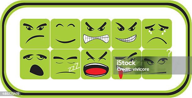 Emotisquare Stock Illustration - Download Image Now - Emoticon, Human Body Part, Illustration