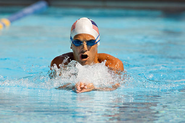 wettbewerbsfähige schwimmer - breaststroke stock-fotos und bilder