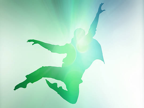 zielony sylwetka tancerz - dancing dancer hip hop jumping zdjęcia i obrazy z banku zdjęć