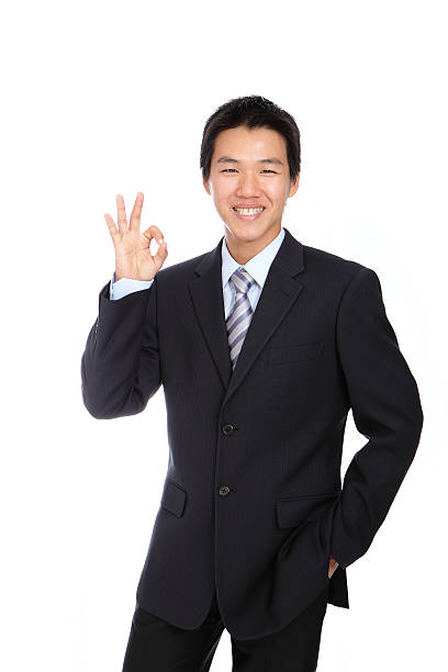 istock Young Business Man with OK hand gesture 485777433