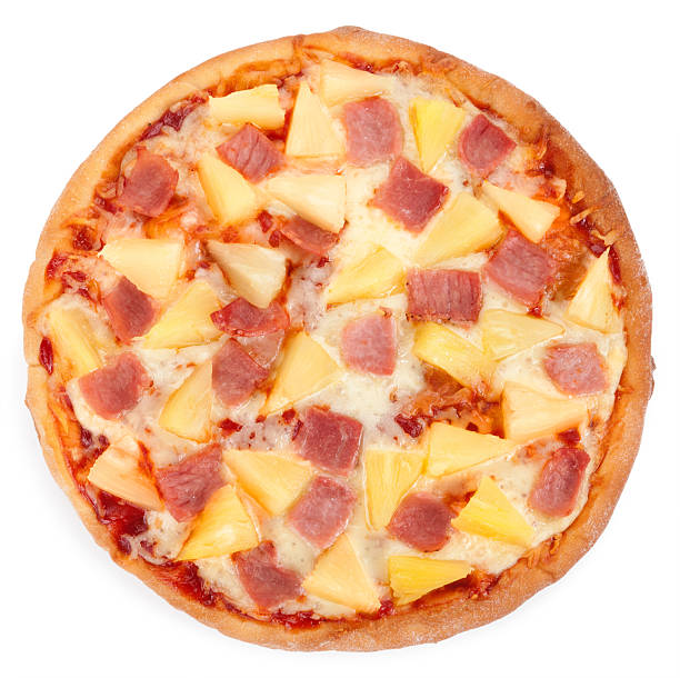 istock Hawaiian pizza isolated on white background 485778960