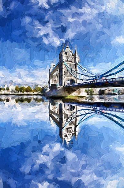istock Tower Bridge in Artwork style in London, England 485780772