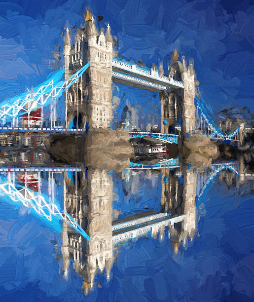 istock Tower Bridge in Artwork style in London, England 485780774