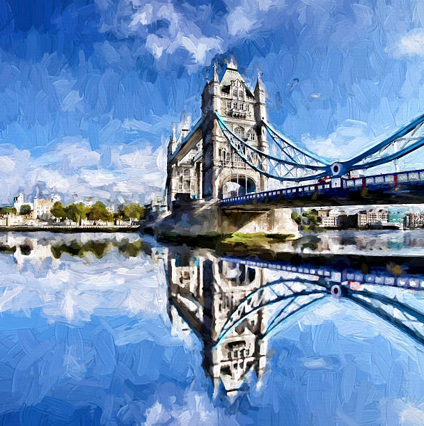istock Tower Bridge in Artwork style in London, England 485780778