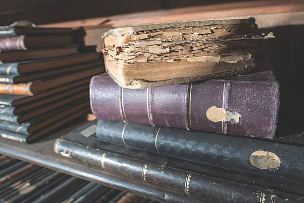 istock Old books in a vintage library 485783820