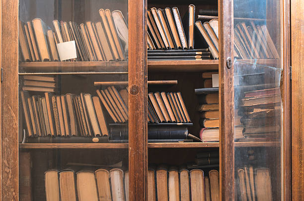 istock Old books in a vintage library 485783850