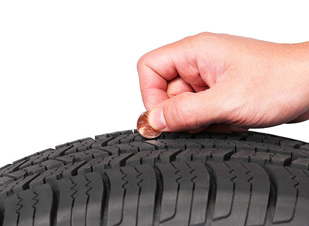 istock hand with american cent coin check tire condition isolated 485784366