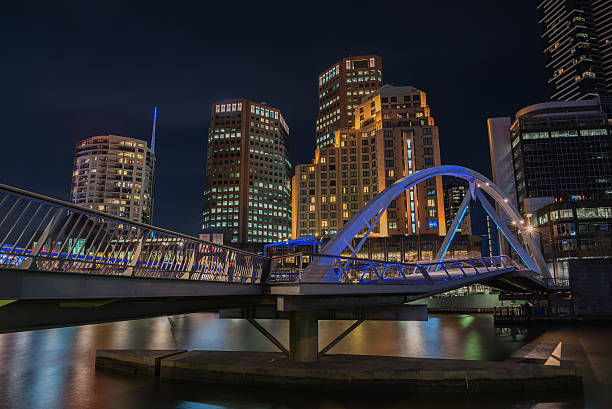 istock Night time, Pedestrian Bridge, Melbourne city 485787376