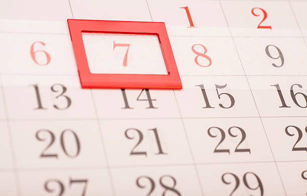 istock calendar with red mark on framed date 7 485792098