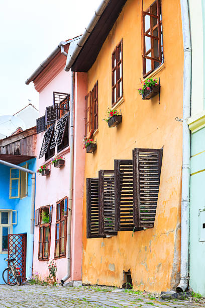 istock Medieval street view in Sighisoara , Romania 485796088