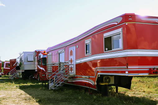 Big circus trailer converted into a rolling apartment in order to live there with all comforts.