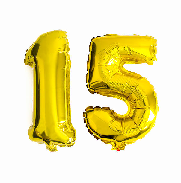 istock Number 15 written with foil balloons 485802352