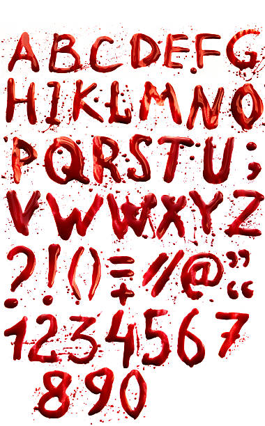 bloody alfabeto (fuente - alphabet english culture paint typescript fotografías e imágenes de stock