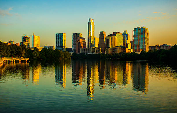 istock Golden Hour Sunrise Austin Texas 2015 Symmetrical Reflections 485803906
