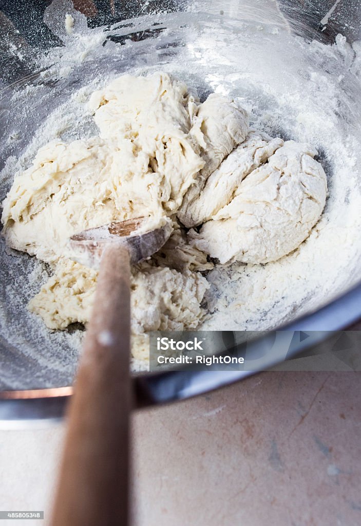 Mixing Stiff Bread Dough With A Wooden Spoon Stock Photo - Download Image  Now - 2015, Baking, Baking Bread - iStock