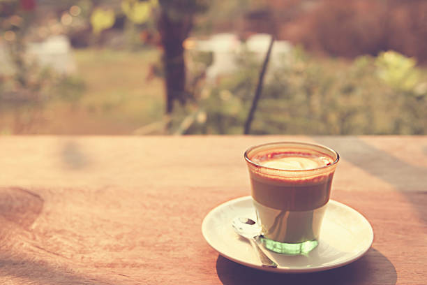istock Coffee latte art on the wood Vintage effect 485806536