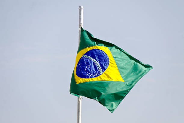 istock Brazil flag in detail and movement 485806684