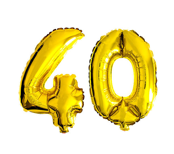 istock Number 40 written with foil balloons 485809626