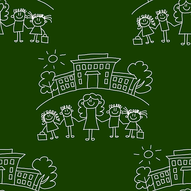 ilustraciones, imágenes clip art, dibujos animados e iconos de stock de pizarra. escuela. patrón sin costuras vector - seamless blackboard textured effect education