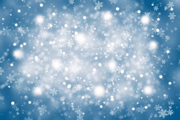 istock Blurry blue color abstract snowflakes 485813090