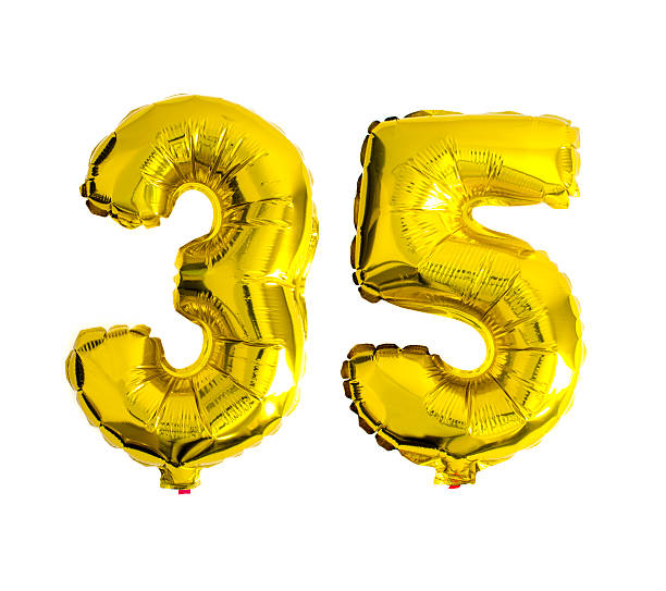 istock Number 35 written with foil balloons 485813246