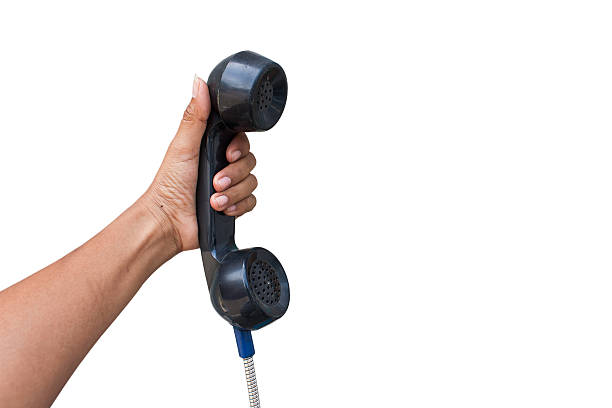 istock hand women hold black telephone 485815650